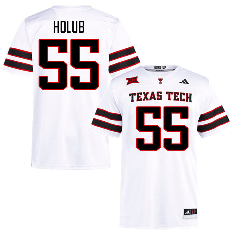 #55 E.J. Holub Texas Tech Red Raiders Jerseys College Football Uniforms Stitched-White